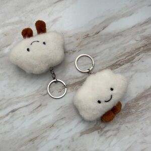 Fluffy White Cloud Keychain for Kids